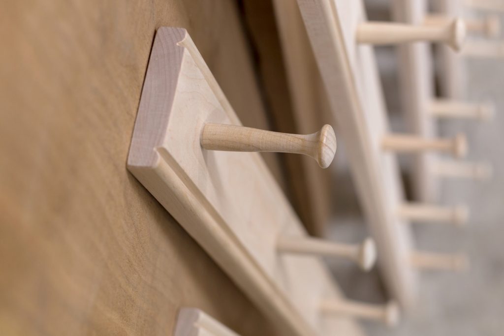 Shaker Peg Rail & Shaker Pegs made in USA Lititz PA Solid Maple wood