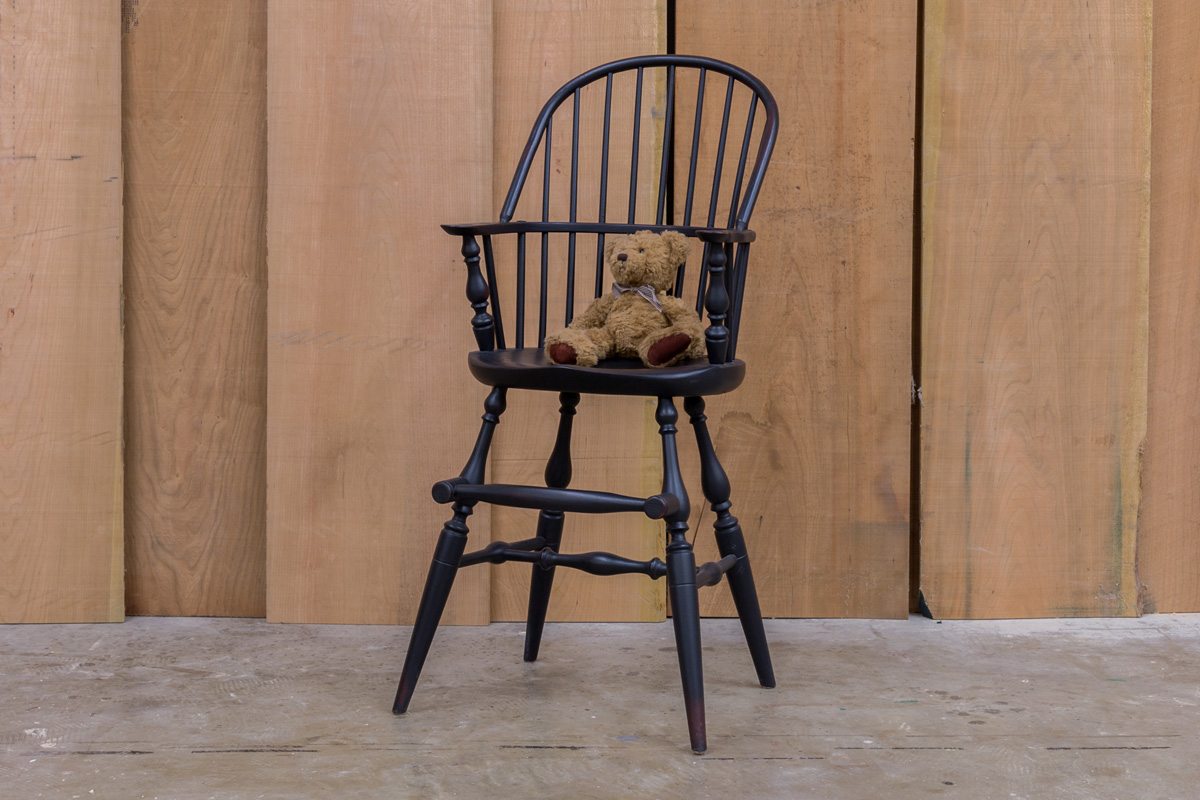 Child s Sack back Windsor High Chair in Black over Red