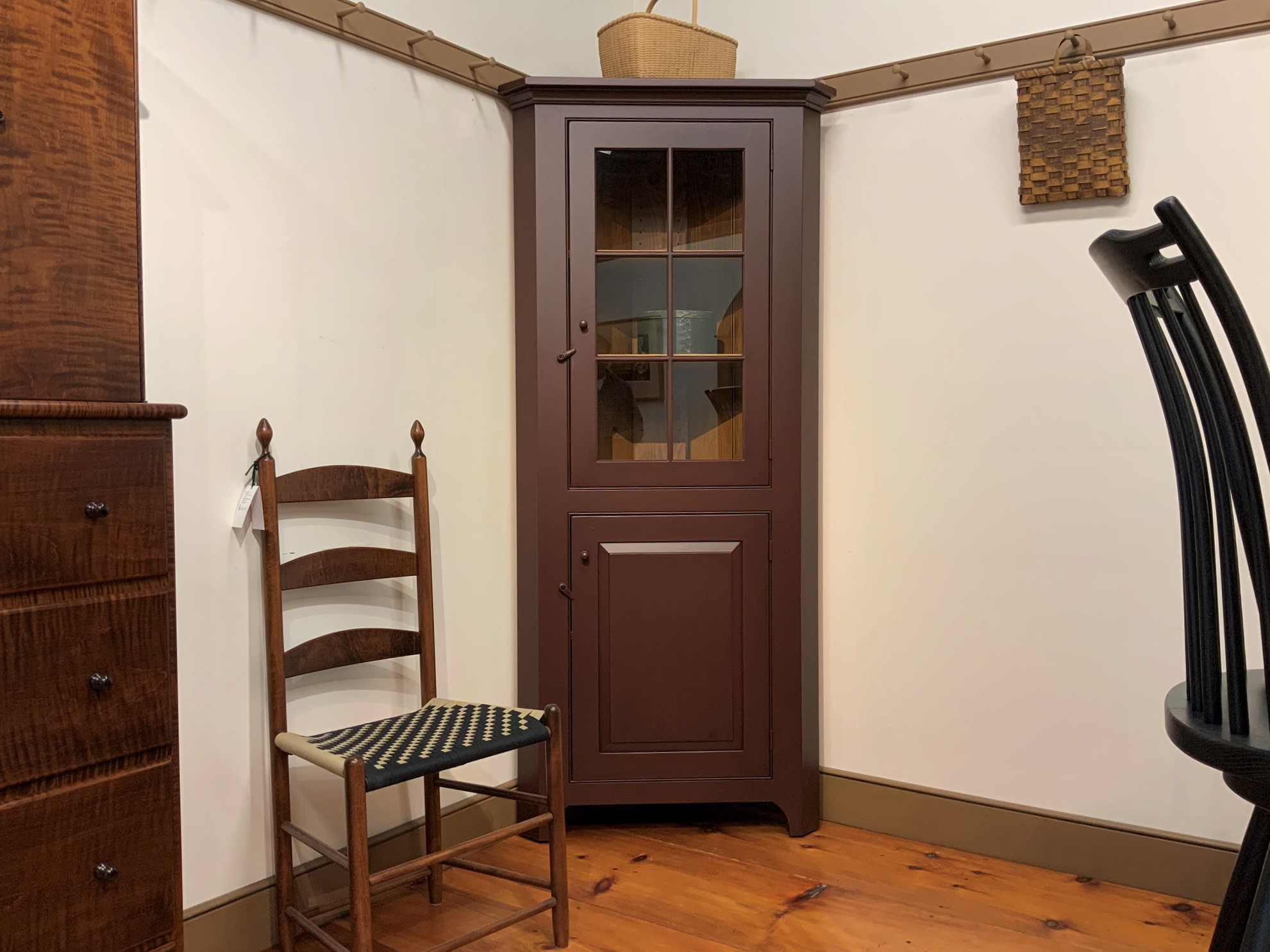 Plate 16 Small Corner Cabinet With Glass Door In Red Paint