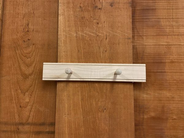 18" Shaker Peg Rail with 2 Shaker Pegs in solid Maple wood