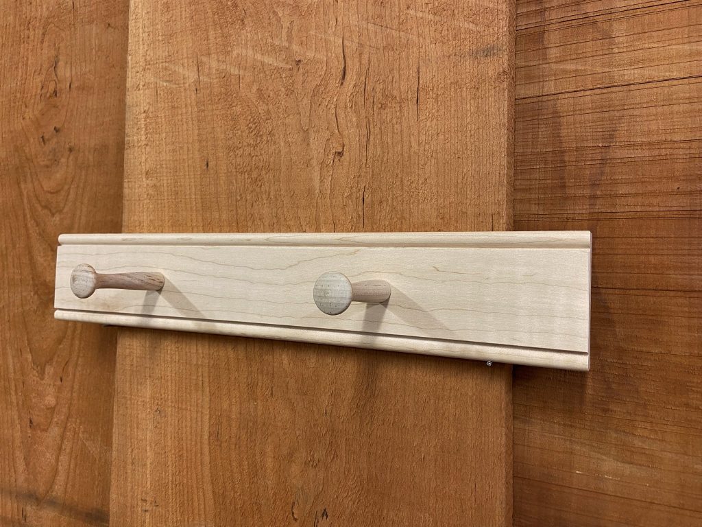 18 inch Shaker Peg Rail 2 Pegs solid wood made in USA