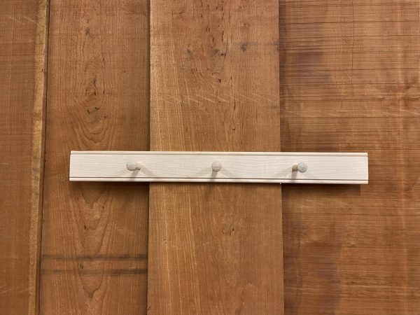30" Shaker Peg Rail with 3 Shaker Pegs in solid Maple wood made in USA