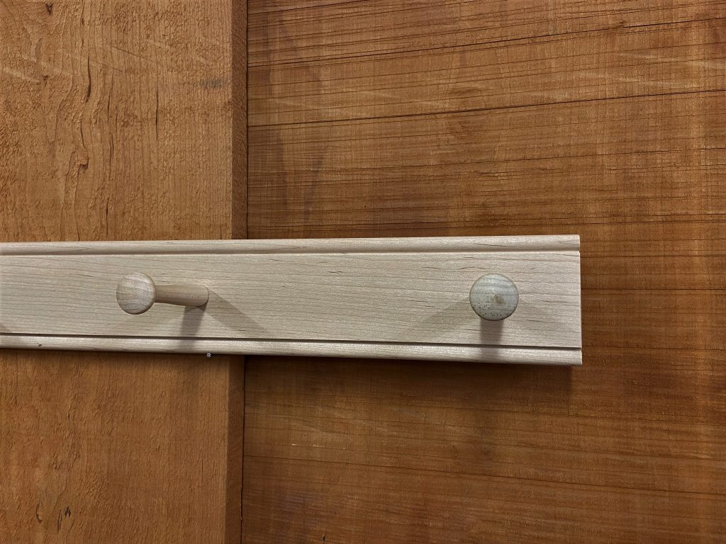 36 inch Shaker Peg Rail with 5 Shaker Pegs solid Maple wood made in US