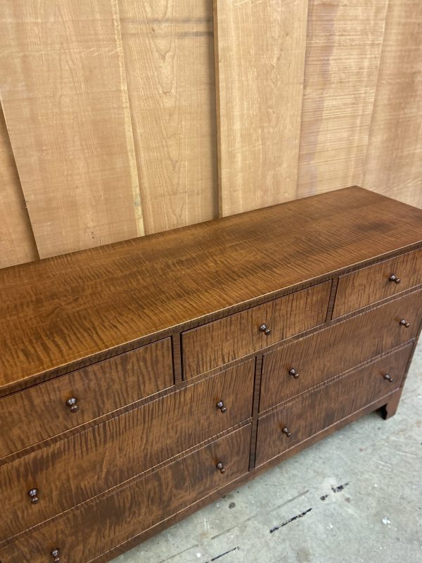 60" Low Dresser in Tiger Maple wood - Image 2