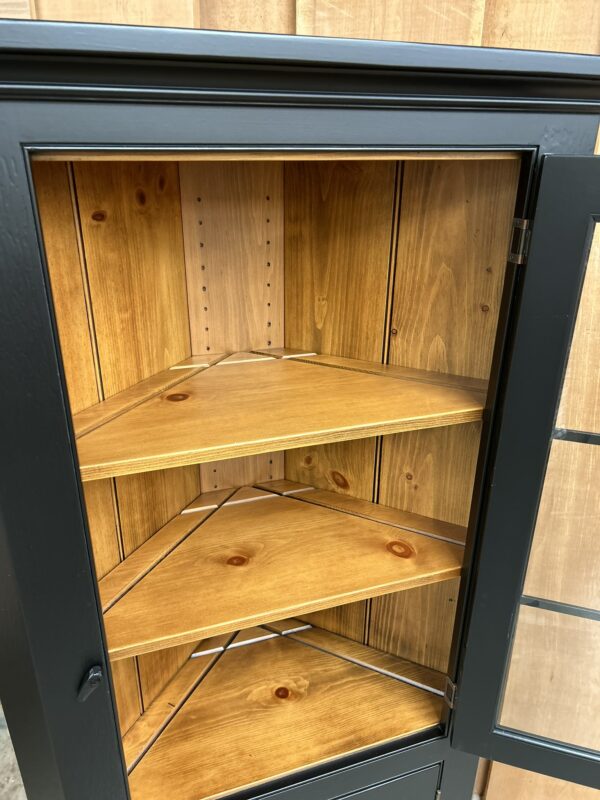 Small Glass Door Corner Cabinet in Black - Image 6