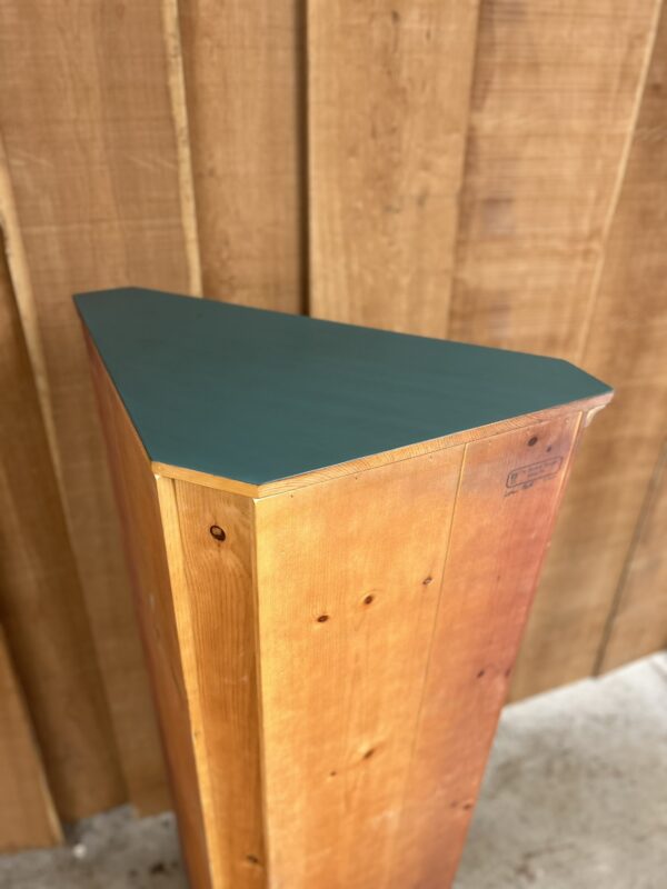 Old Blue over Red Glass Door Corner Cabinet - Image 3